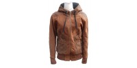 Recycled  brown suede hoodie jacket